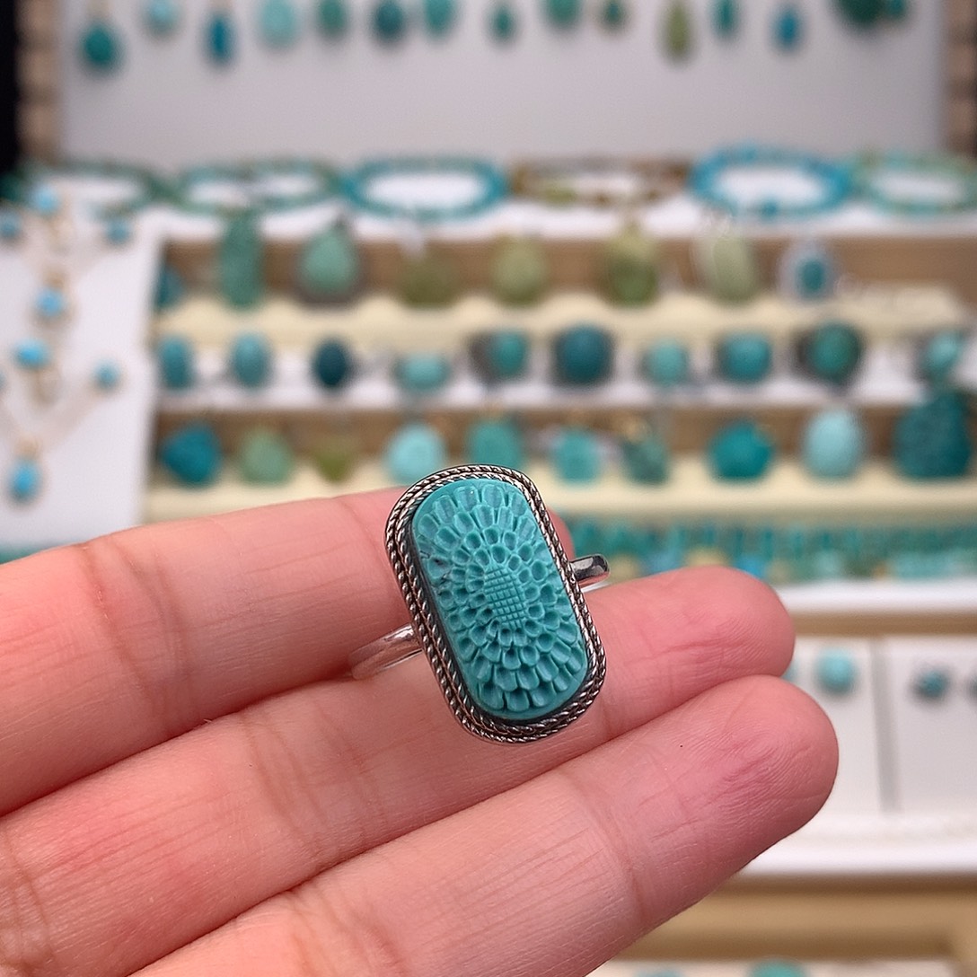 绿松石银S925镶嵌戒指