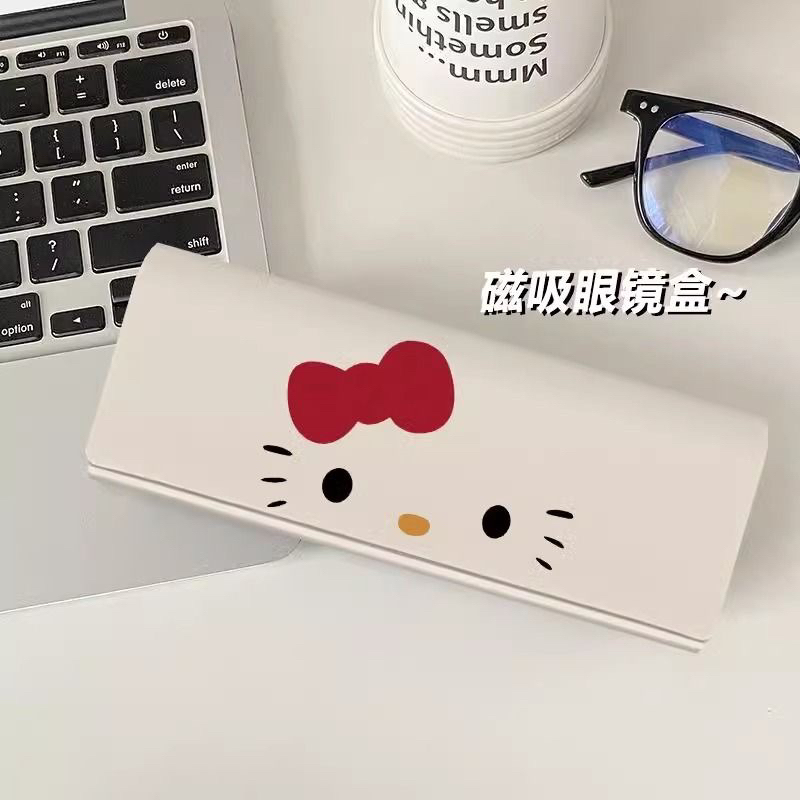 高颜值学生便携式近视墨镜抗压磁吸眼镜盒女用PU皮材质