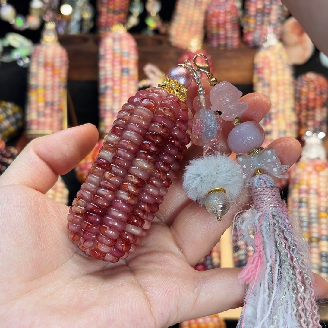 锌合金粉色配水晶链子啦啦啦啦