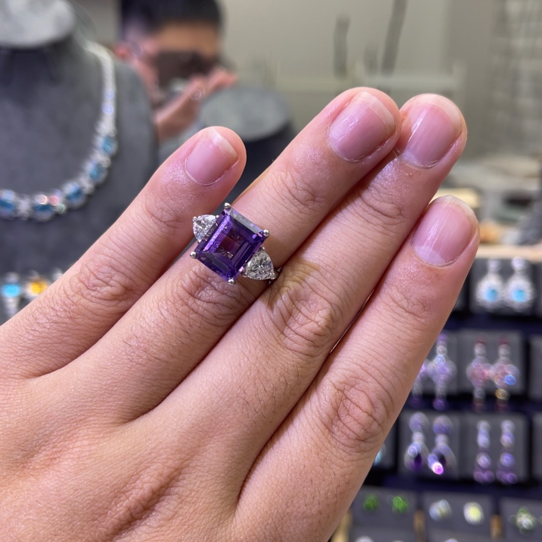 紫晶戒指银S925镶嵌……