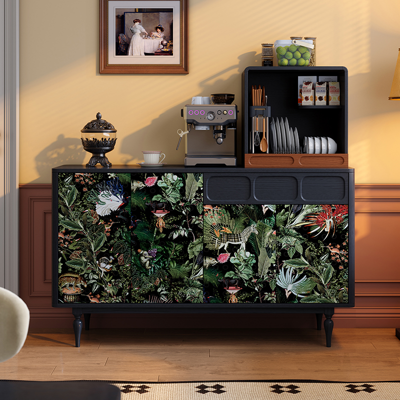 同言餐边柜法式复古风小户型厨房收纳储物柜白蜡木实木茶水柜