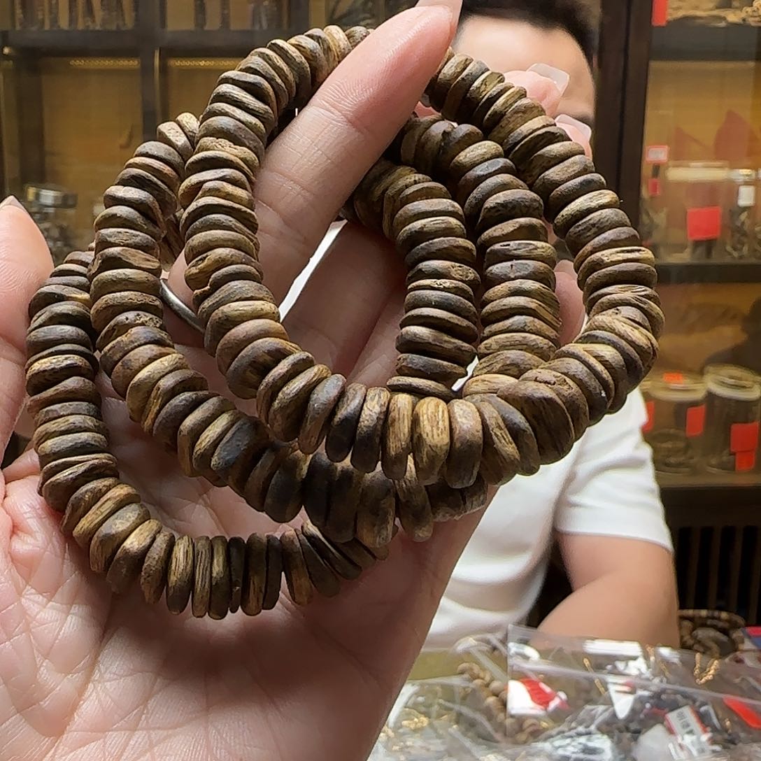 沉香手串10奇楠随形单圈 碎银珠10g+多样性发一串