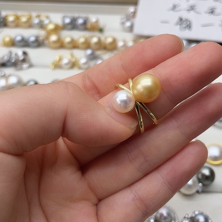 戒指银S925镶嵌海水珍珠