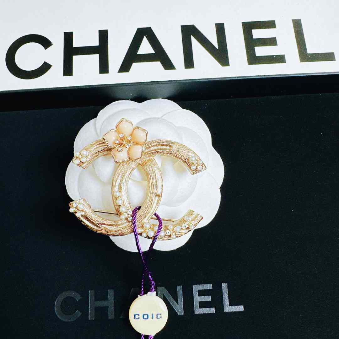 95新 Chanel/香奈儿 柚礼中古/香奈儿双C粉花珍珠胸针LZ501286
