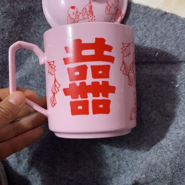 摆件陶红稀土喜字办公杯