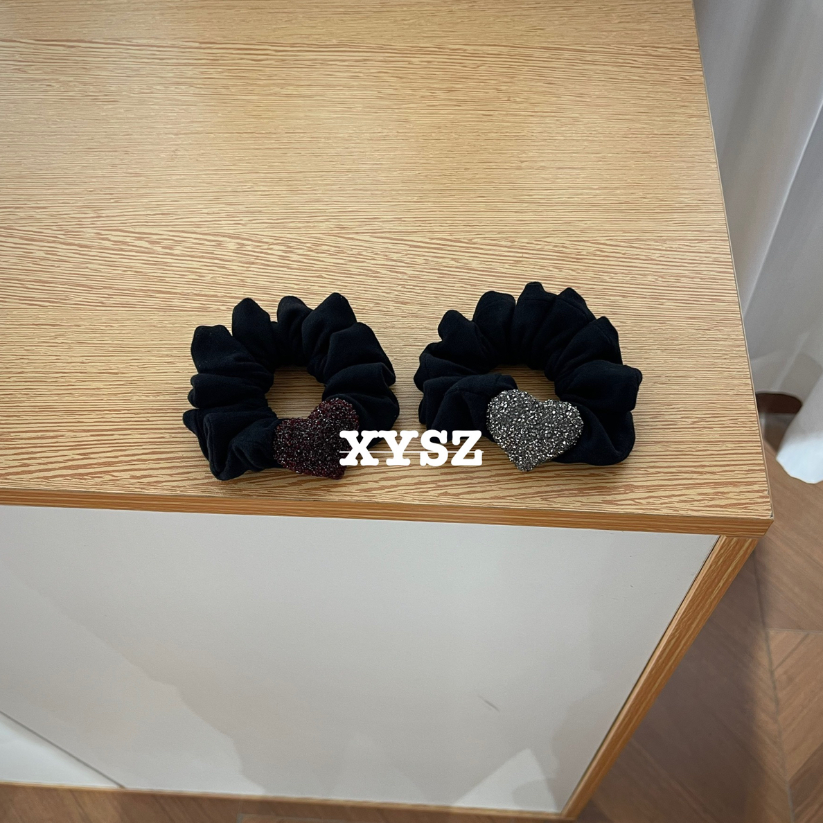 爆闪砂糖爱心发圈韩系复古丝绒爱心大肠发圈高弹力百搭秋冬发饰女