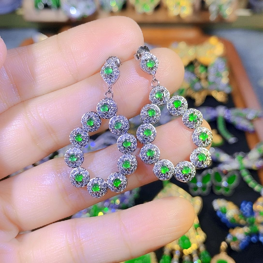 吊坠(不含链)银S925镶嵌翡翠