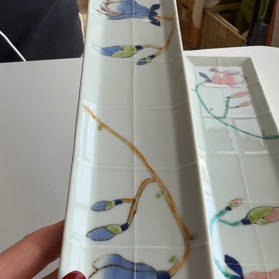 瓷片德七窑27厘米手绘玉兰花长盘