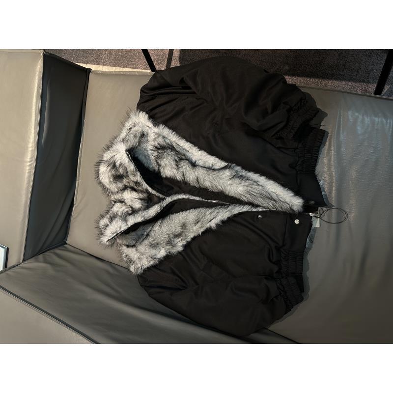 Z278 狼毛座山雕假两件棉服外套夹克多穿法保暖御寒