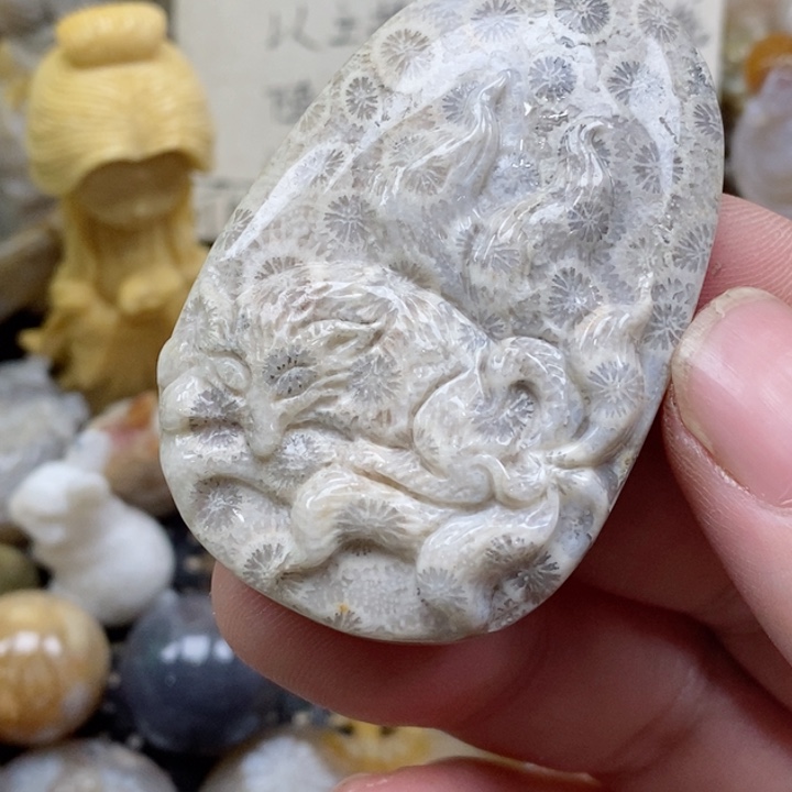 颈饰未镶嵌硅化珊瑚（珊瑚玉）有瑕