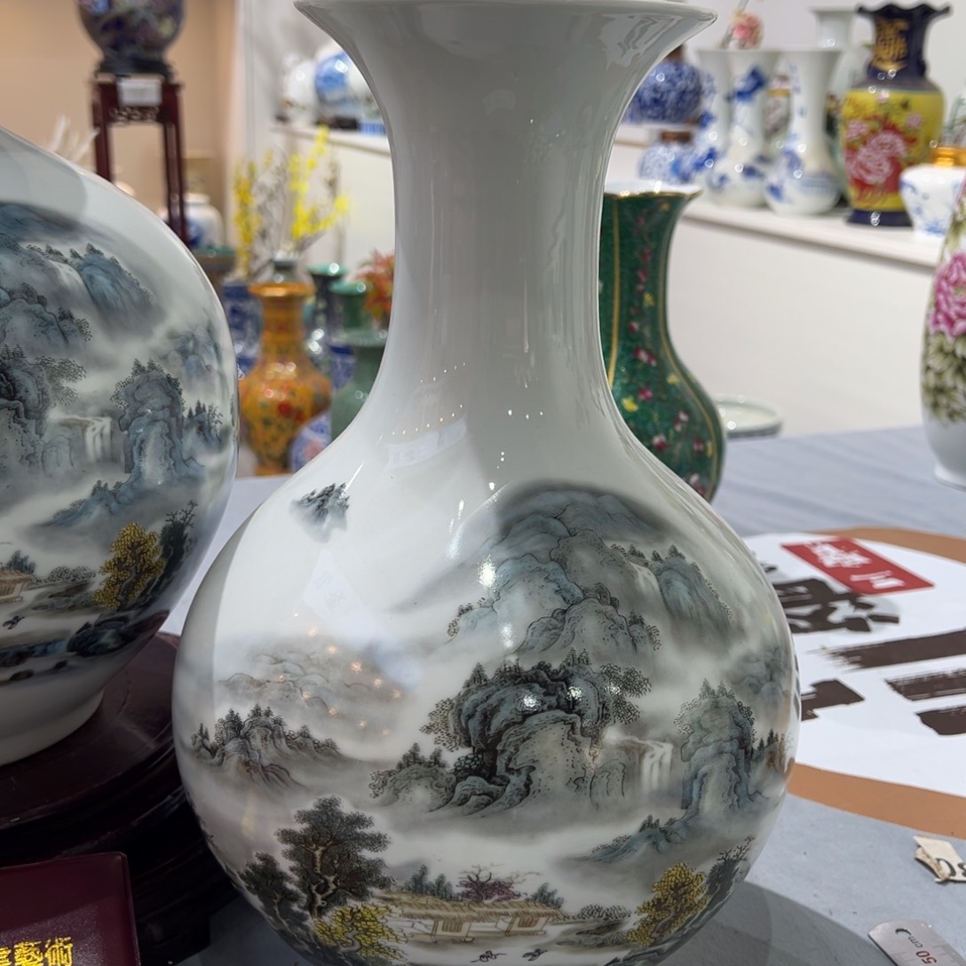 摆件陶36cm深谷幽隐赏瓶