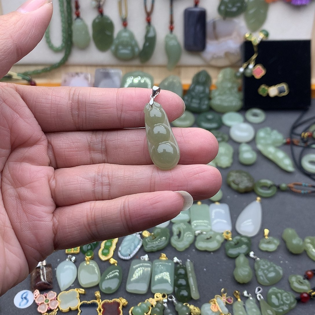 和田玉吊坠(不含链)银S925镶嵌