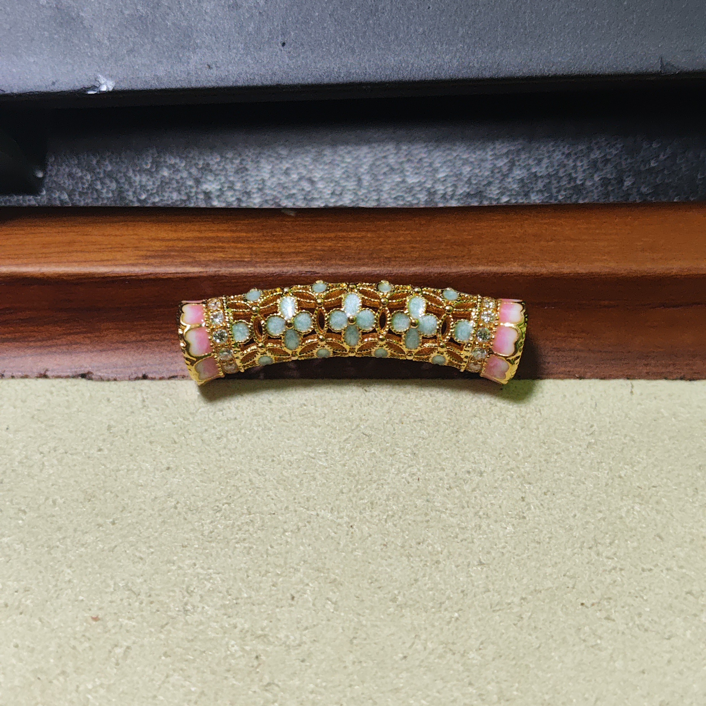 珐琅彩5D点钻弯管中式花纹精美配件