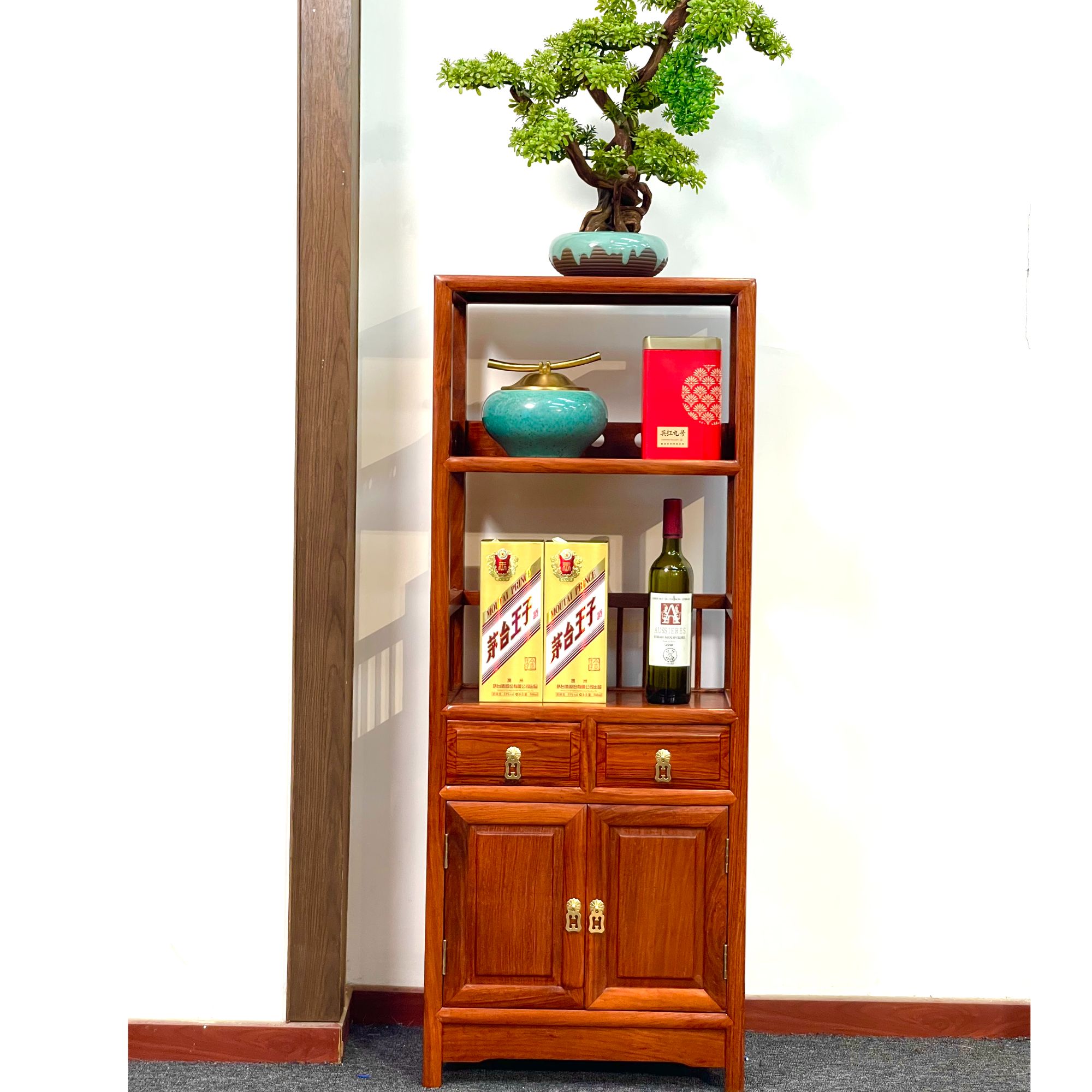 HF两层多宝阁 国标红木 126*50*36 置物架书架家用多宝阁刺猬紫檀