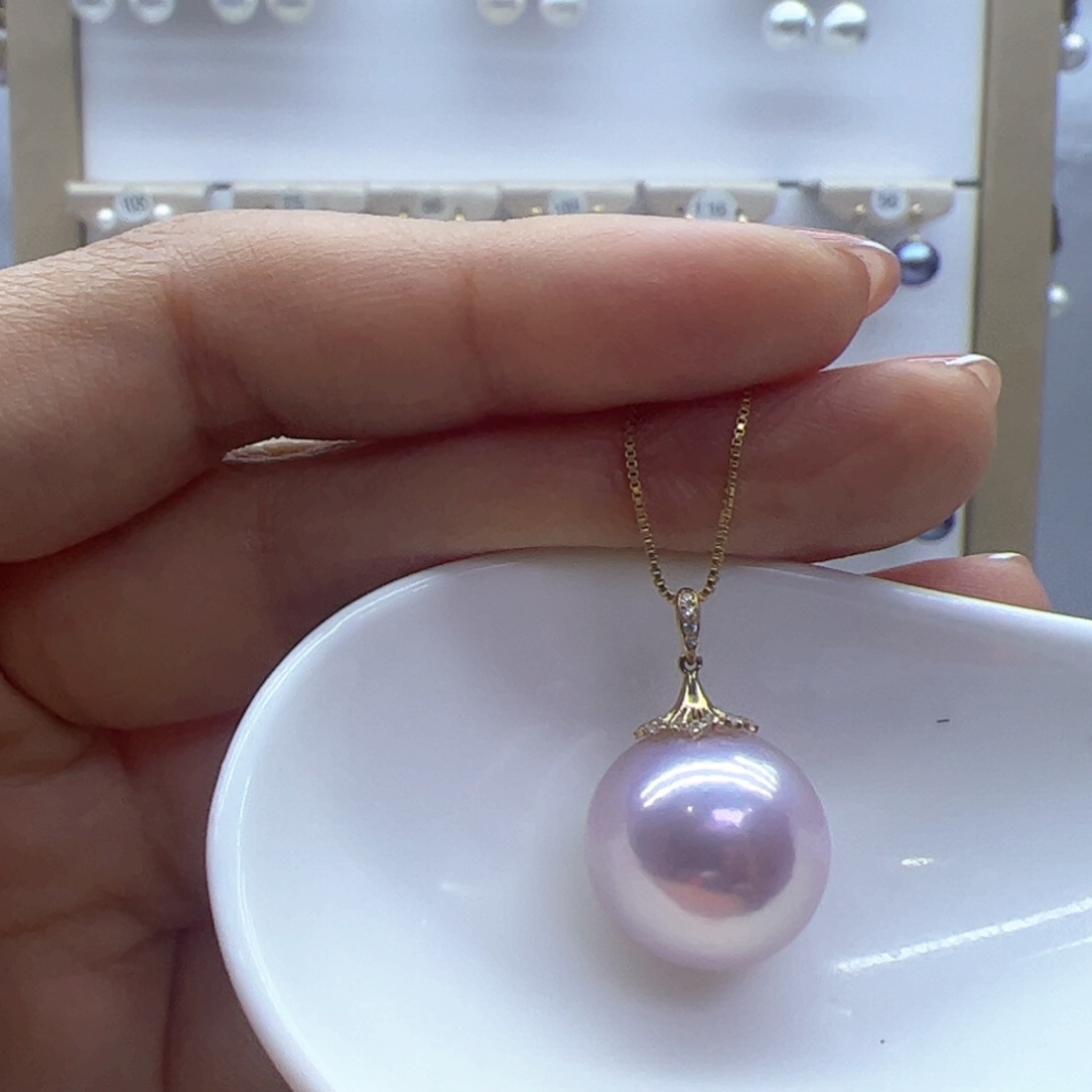 淡水珍珠吊坠(赠链)18K金镶嵌