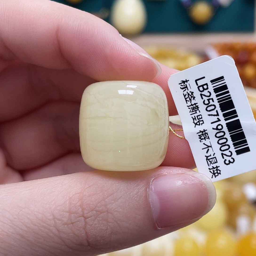 蜜蜡未镶嵌珠宝奇石19.6mm虎皮妖花墩子 瑕