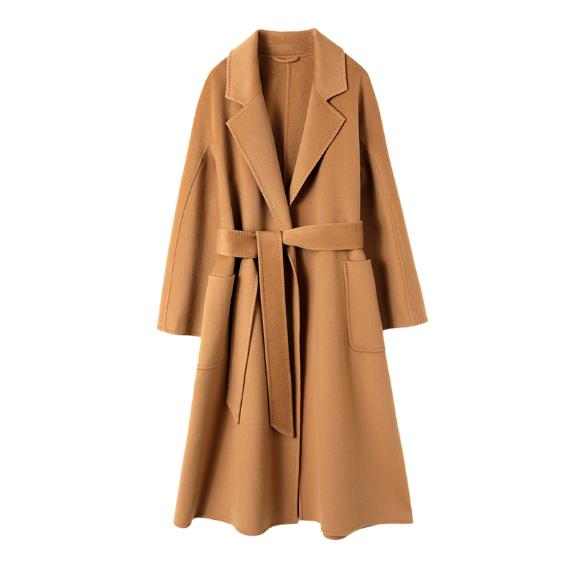 支持质检【100%山羊绒】双面呢经典浴袍长款大衣外套