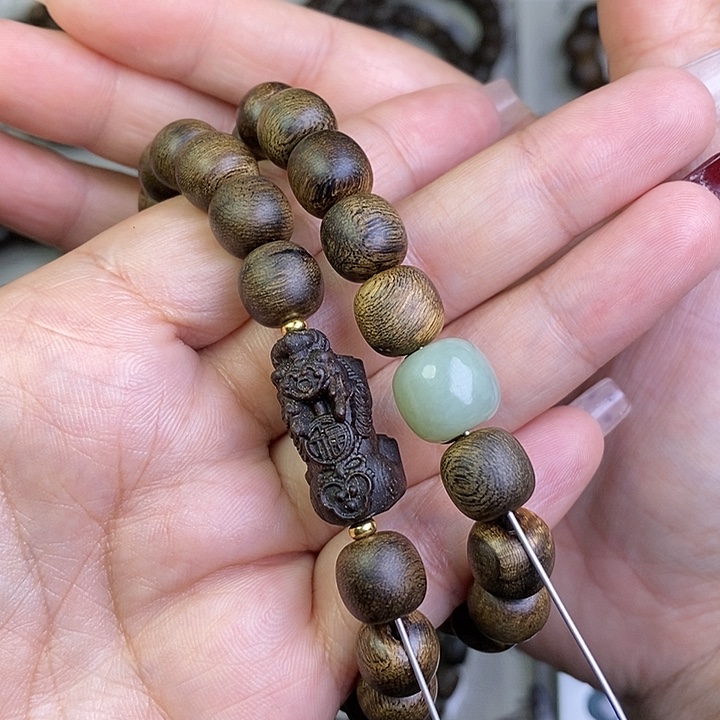 沉香手串用****9越南芽庄白棋楠瘤疤玉化