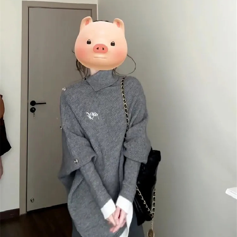 慵懒风不规则斗篷韩版毛衣女秋冬名媛宽松休闲