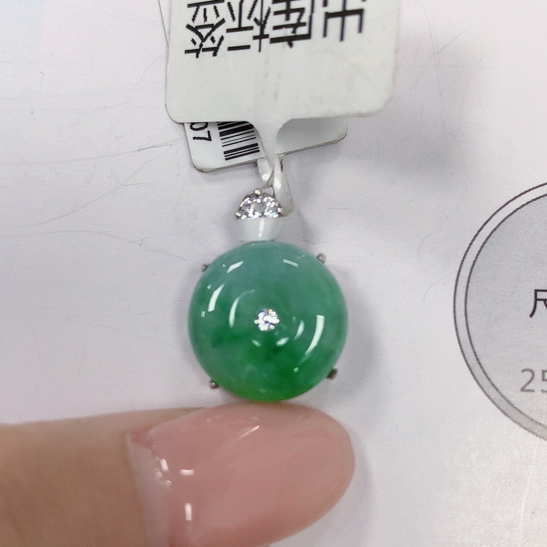 翡翠银S925镶嵌颈饰天然翡翠a货 百元以上9米证书费自理