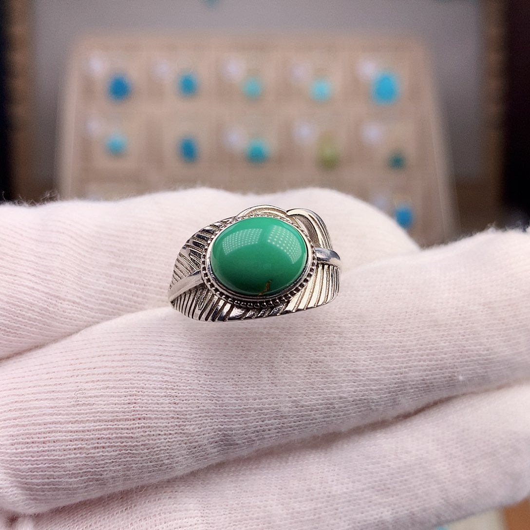 绿松石戒指银S925镶嵌
