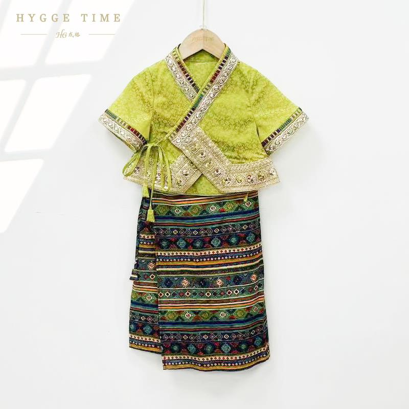 三月三民族服装女童傣族儿童女表演服演出服少数云南西双版纳套装