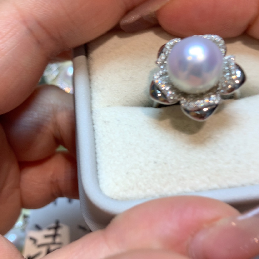 海水珍珠戒指银S925镶嵌