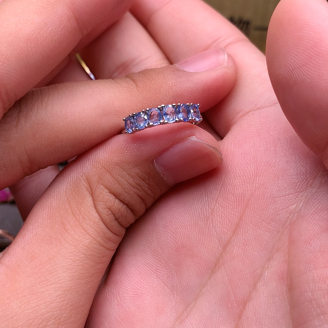 蓝宝石戒指银S925镶嵌