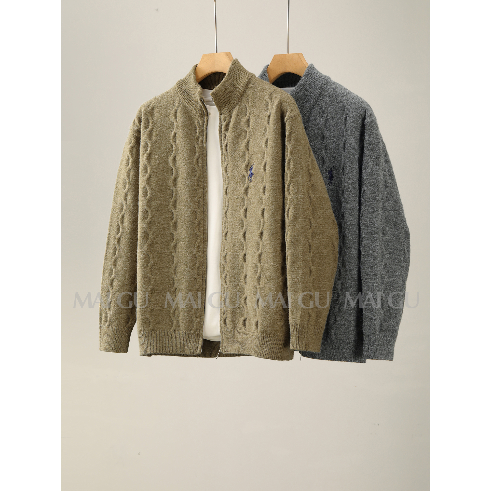 【XD】【琥珀绞花针织】秋冬原创浮雕提花老钱风刺绣立领开衫外套