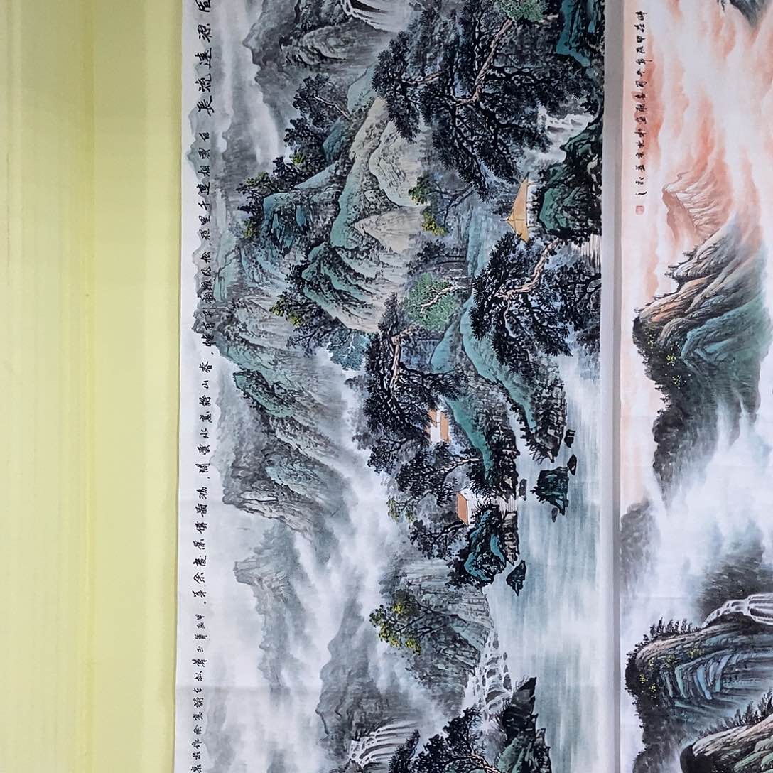 国画小八尺山水一副