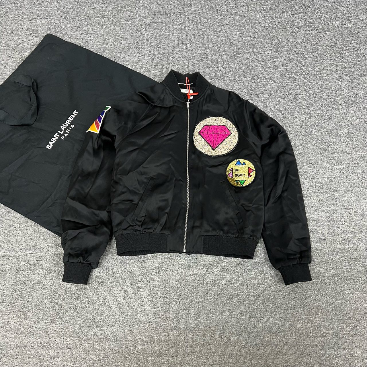99新 AMIPARIS 圣罗兰 黑色 闪粉 钻石 棒球外套 44码
