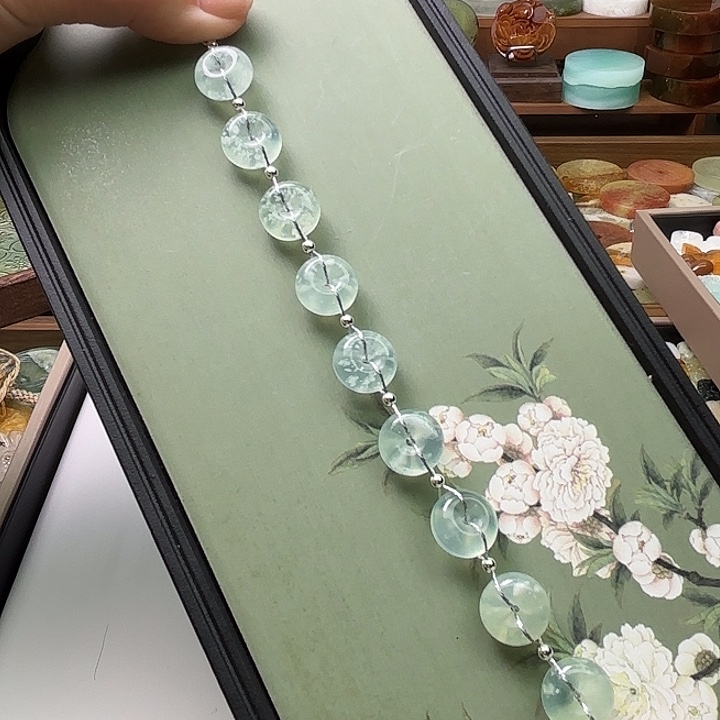 浮***丶蛇纹石玉未镶嵌手链