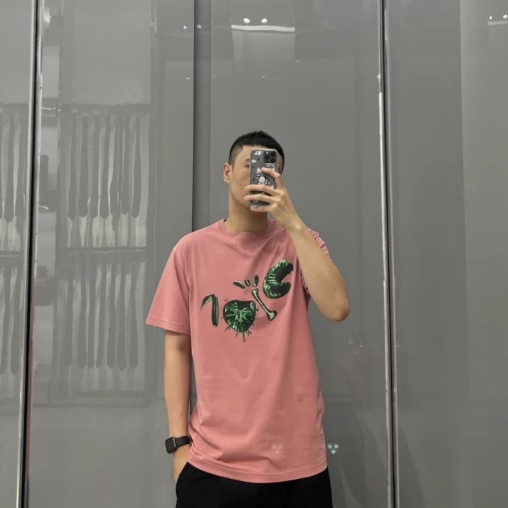 未使用 DIOR/迪奥 AM 020315 Travis Scott 粉色印花短袖 