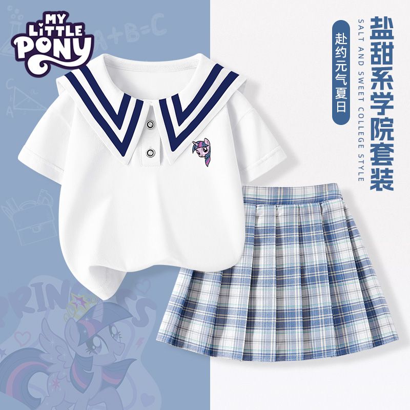 小马宝莉女童夏季裙子套装2026新款儿童学院风短袖中大童jk裙夏装