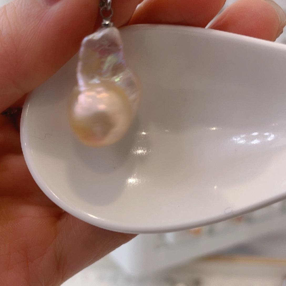 淡水珍珠天然珍珠巴洛克银S925镶嵌D*c