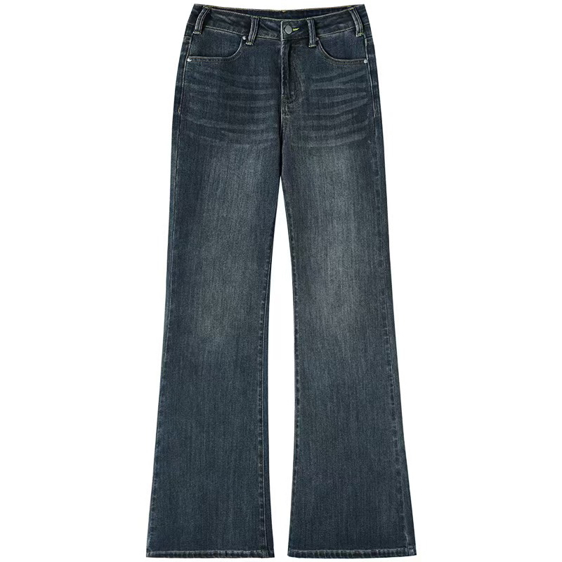 加绒加厚微喇牛仔裤高腰显瘦弹力提臀长裤