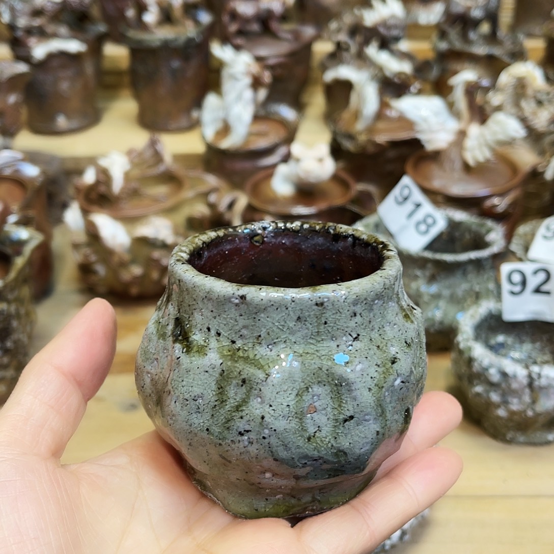 瓶柴烧粗陶手捏杯