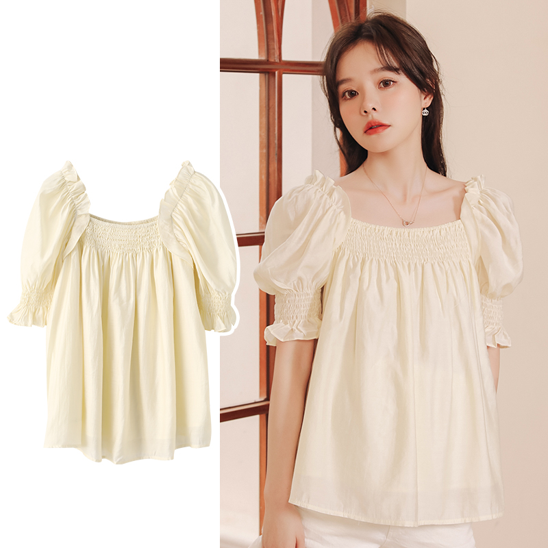 米度丽孕妇宽松上衣孕妇装夏装上衣孕妇衬衫夏季短袖娃娃衫60121 