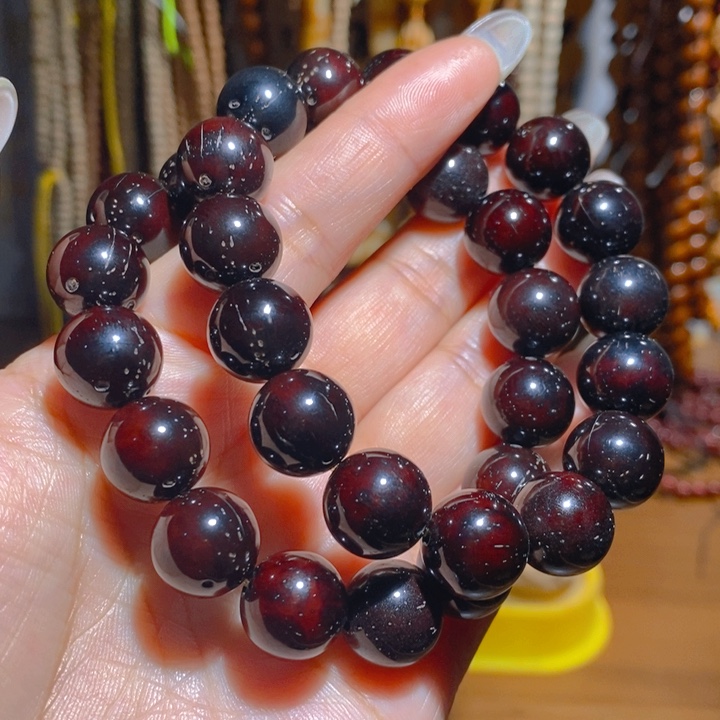 野生黑金鼠光珠手串1.3