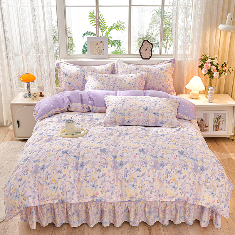 2025新款纯棉全棉100棉床裙款80支高支高密纯棉四件套柔软透气