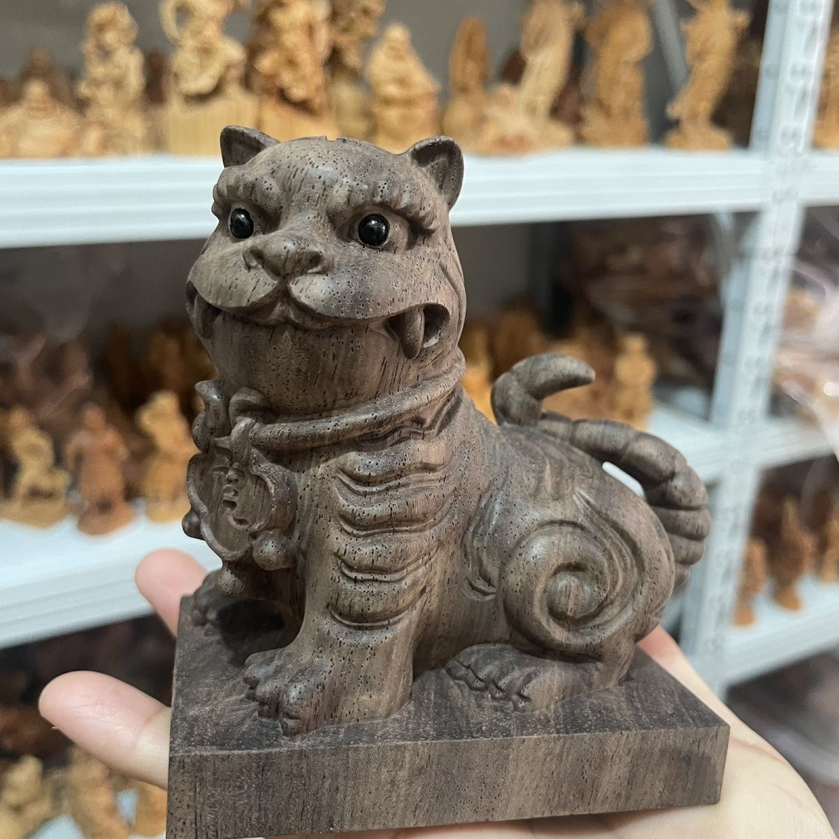 木雕实木雕刻虎爷像虎威将军下坛元帅神像供奉工艺品摆件