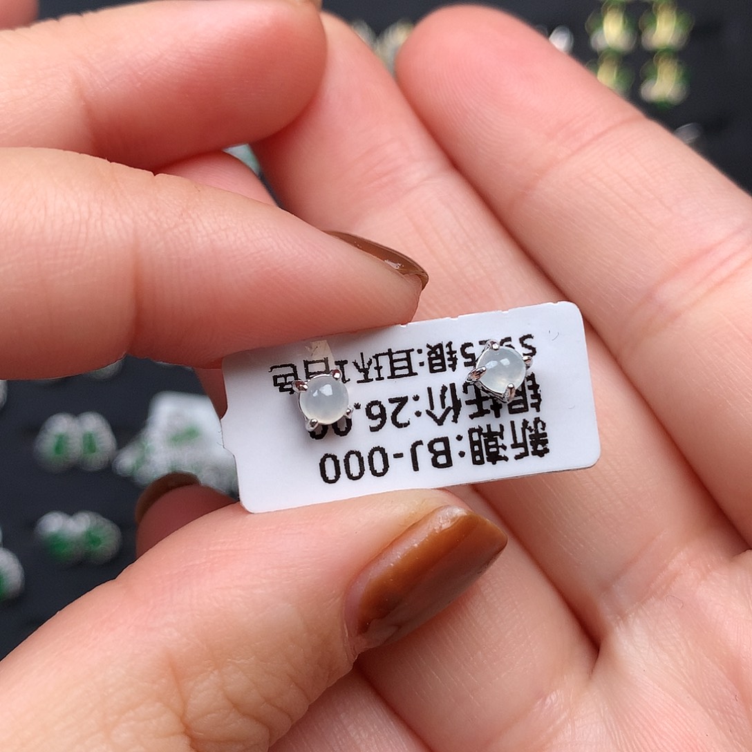翡翠银S925镶嵌耳饰