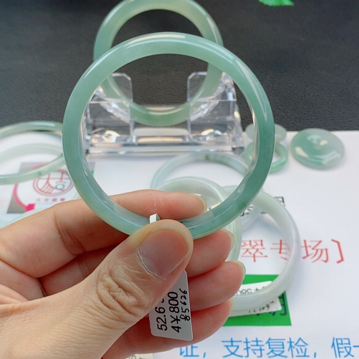 翡翠未镶嵌手镯正圈手镯52-53圈口