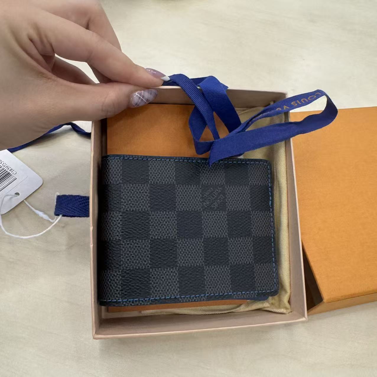 95新 LouisVuitton/路易威登 lv黑棋盘格钱包03004/二奢包包
