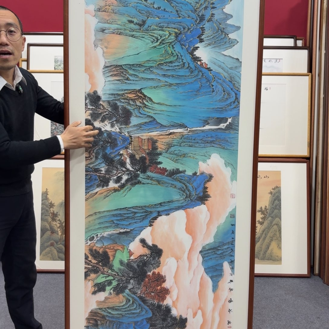 国画带框绘画210/80尺寸