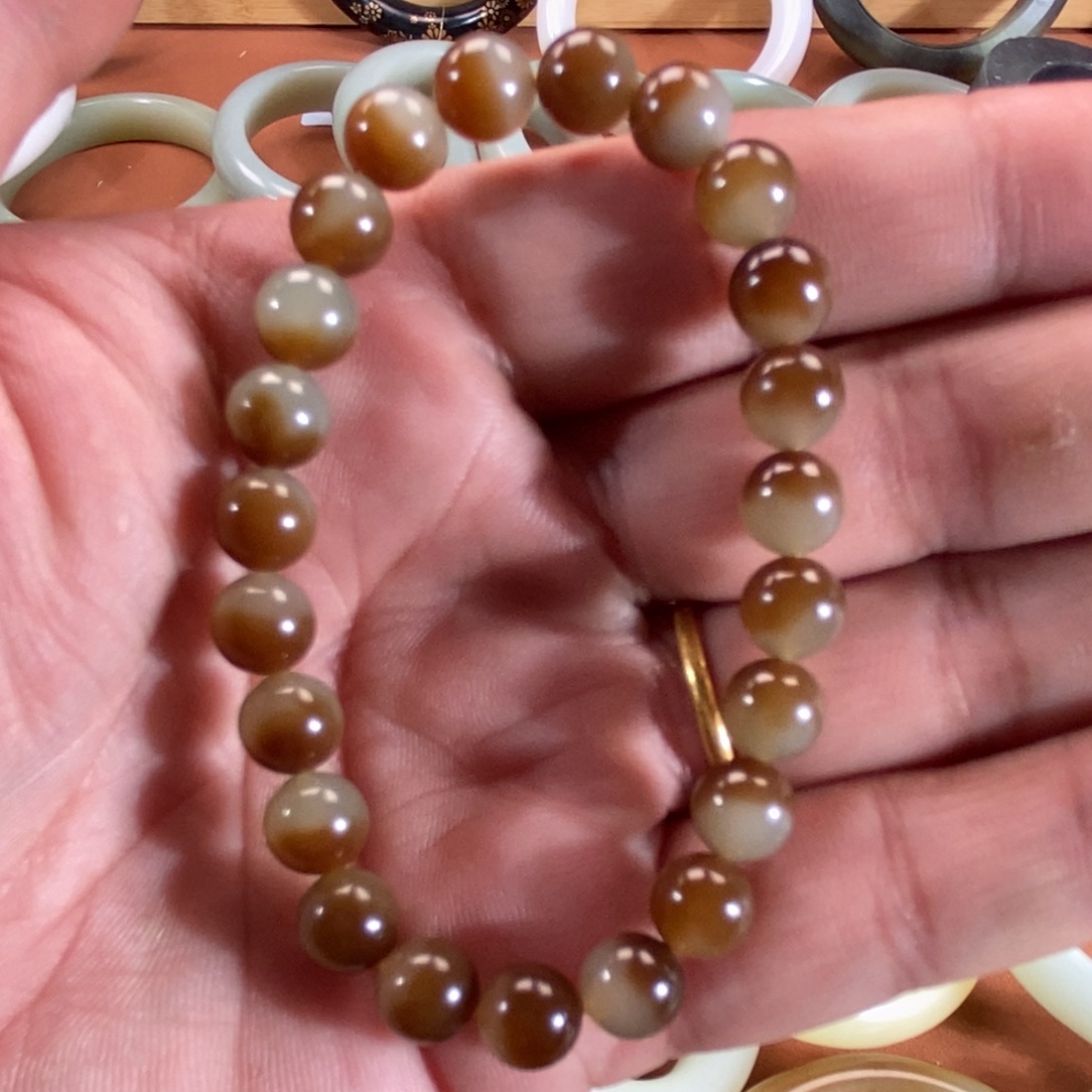 当***当和田玉（糖玉）未镶嵌手链