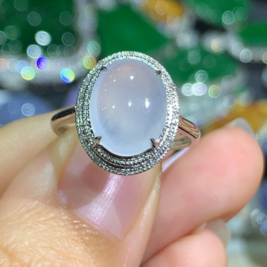 翡翠戒指18K金镶嵌8、