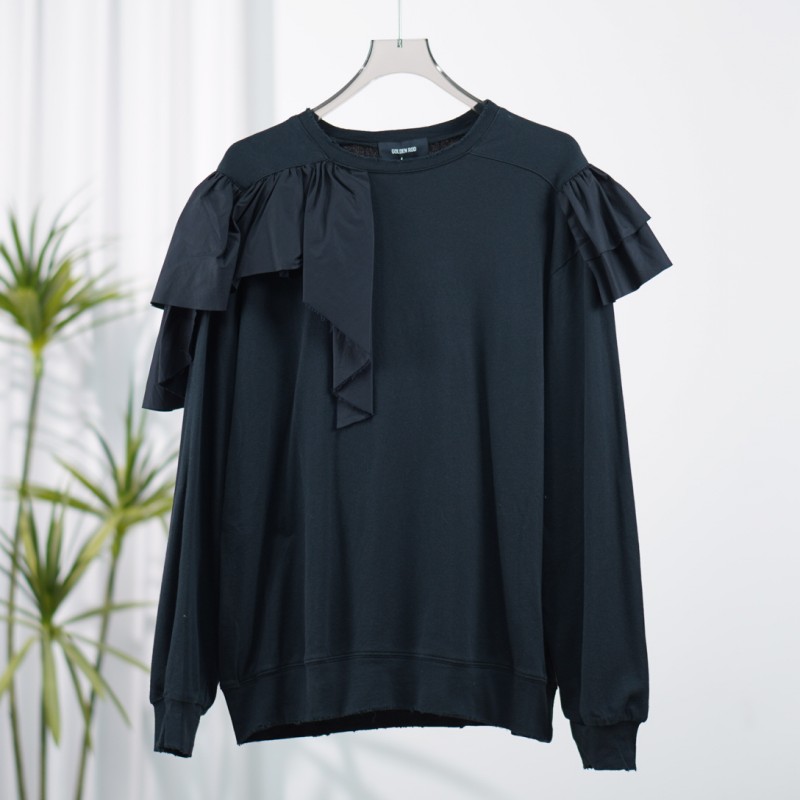 尚系列  E649-2  女装春秋设计师宽松圆领卫衣黑色SS00R97