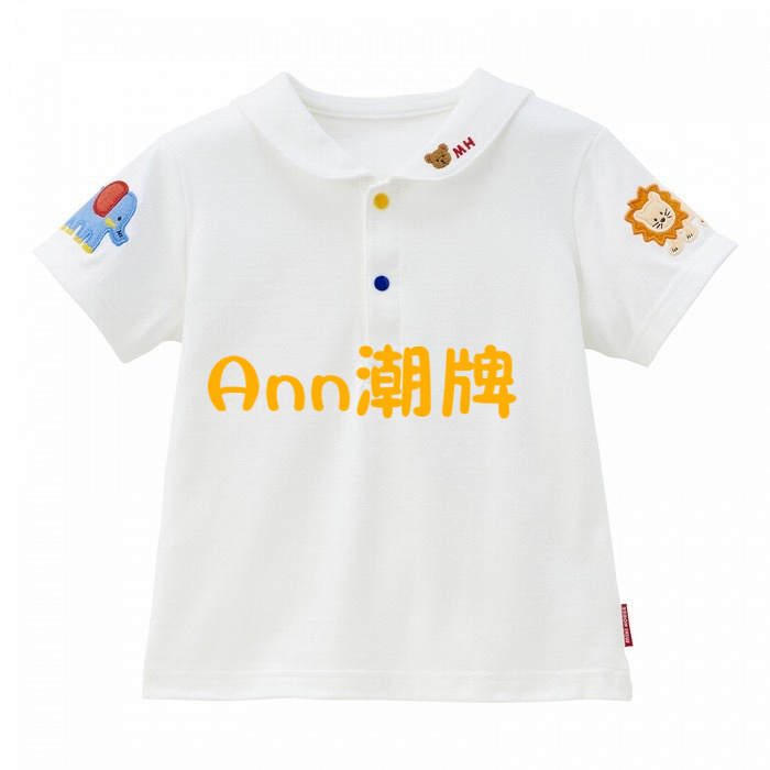 【熊】miki海军小翻领短袖T恤 打底软软百搭春夏新款日系