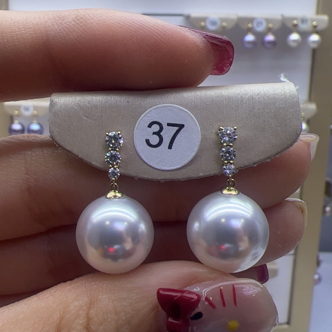 淡水珍珠耳饰18K金镶嵌